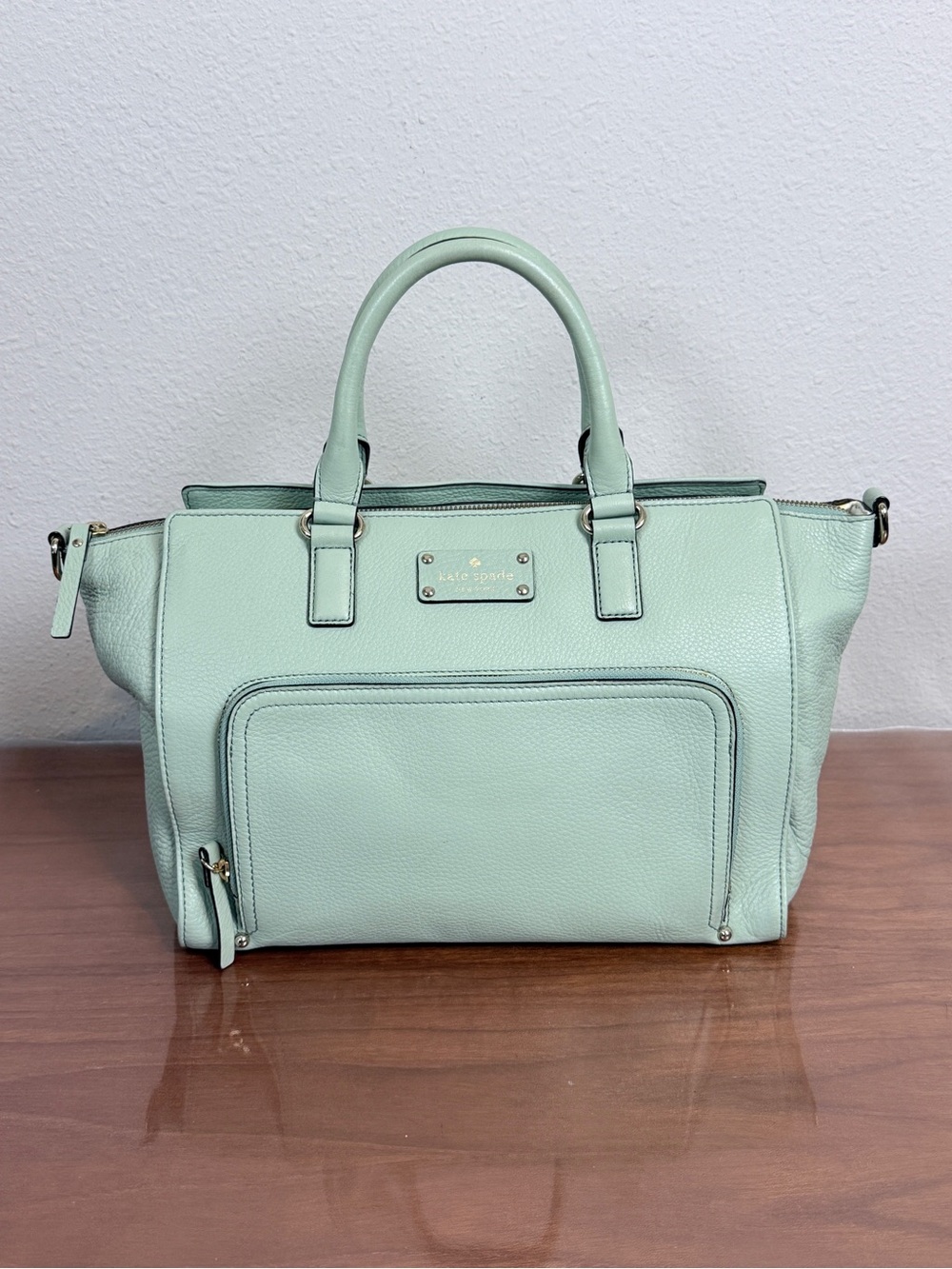 kate spade Mint Green Pebbled Leather Satchel